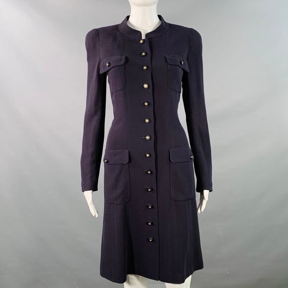 CHANEL Dresses & Skirts - CHANEL Vintage 1996 Size 6 Navy Long Sleeve Below Knee Dress